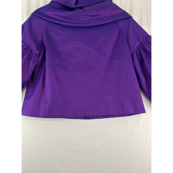 Samuel Dong Cropped Dress Jacket Womens Size S Iridescent Ruffles Music Note Zip - Picture 14 of 16